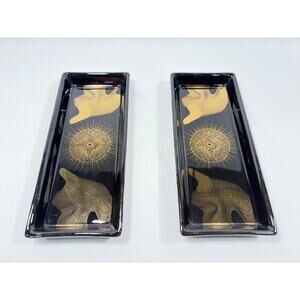 D.L. & Co Porcelain Tray Black Gold Abstract Beautiful